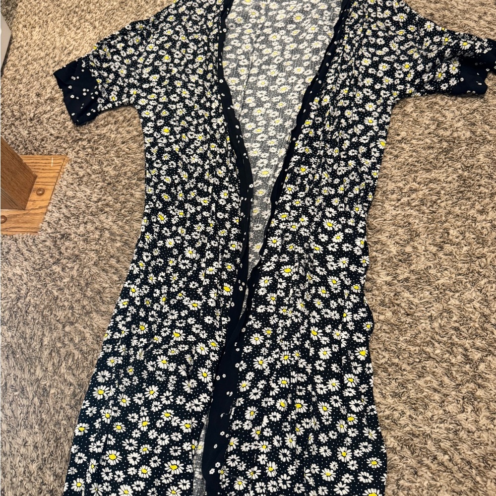 Xhilaration Black and White Floral Swim Coverup